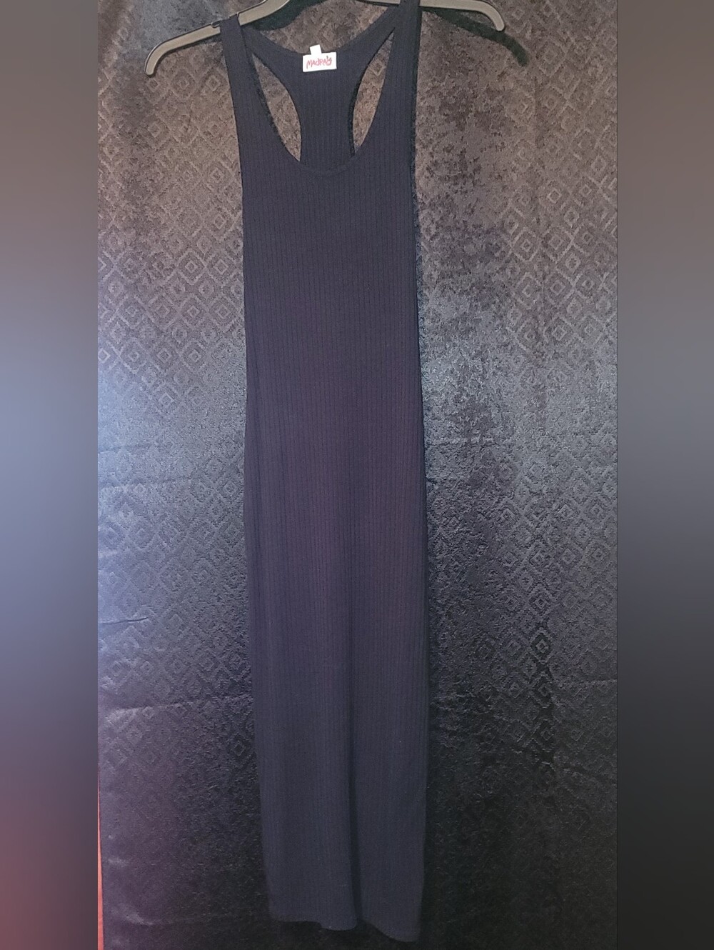 Ribbed Black Maxi Skirt Dress - Sleeveless Tank Style